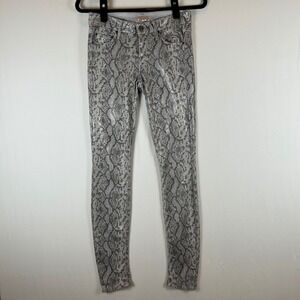 MOTHER The Looker Ankle Skinny Jeans Rattlesnake Animal Print Women's Size 24‎
